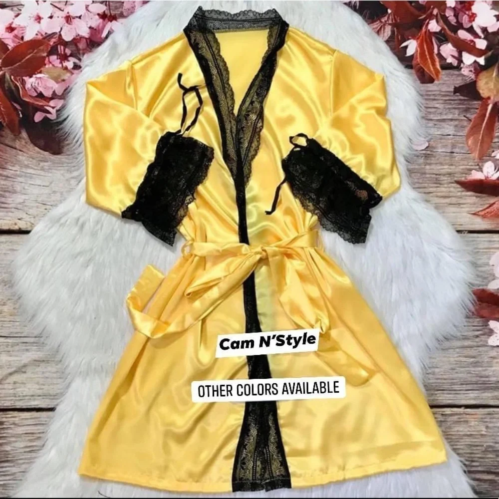 Satin Silk-Like Kimono Nightgown Robe Random Color - Picture 1 of 8